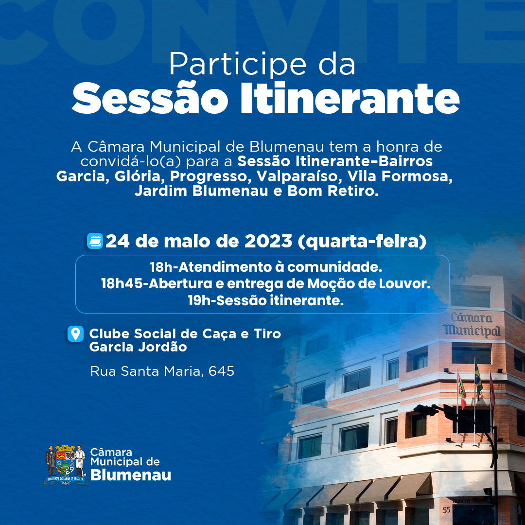 Terceira Sessão Itinerante da Câmara será nesta quarta-feira no bairro Progresso