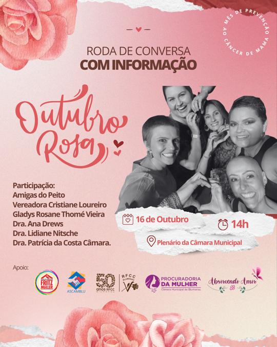 Câmara de Vereadores vai realizar evento alusivo ao Movimento Outubro Rosa na próxima segunda-feira (16)