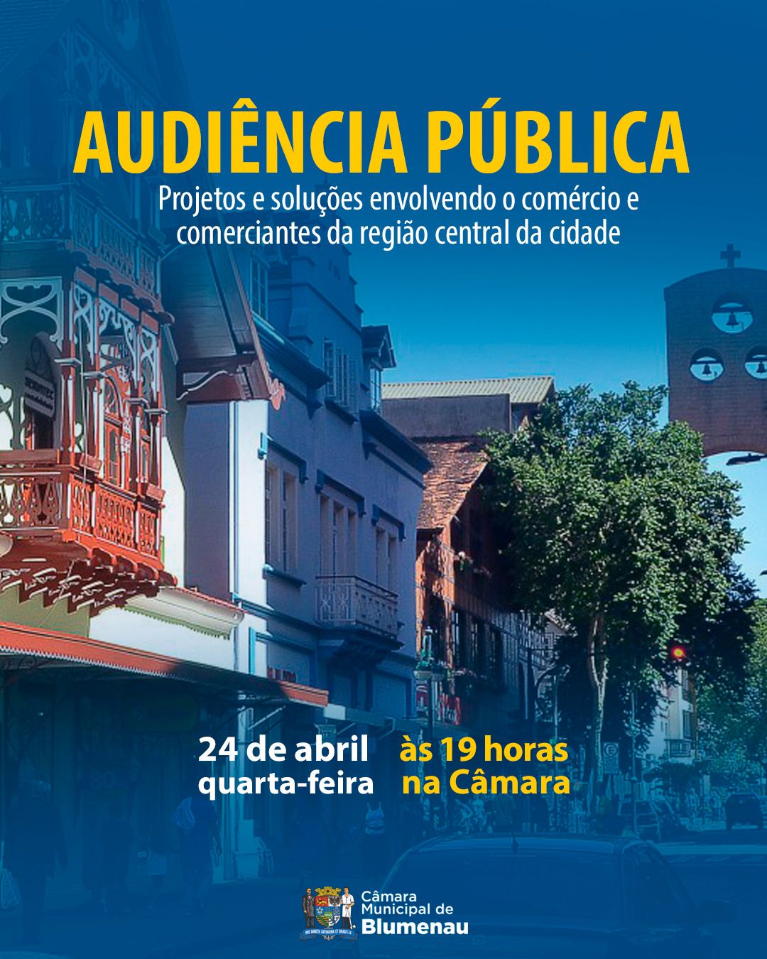 Câmara de Blumenau realiza nesta quarta-feira audiência pública para debater questões envolvendo os comerciantes da área central da cidade