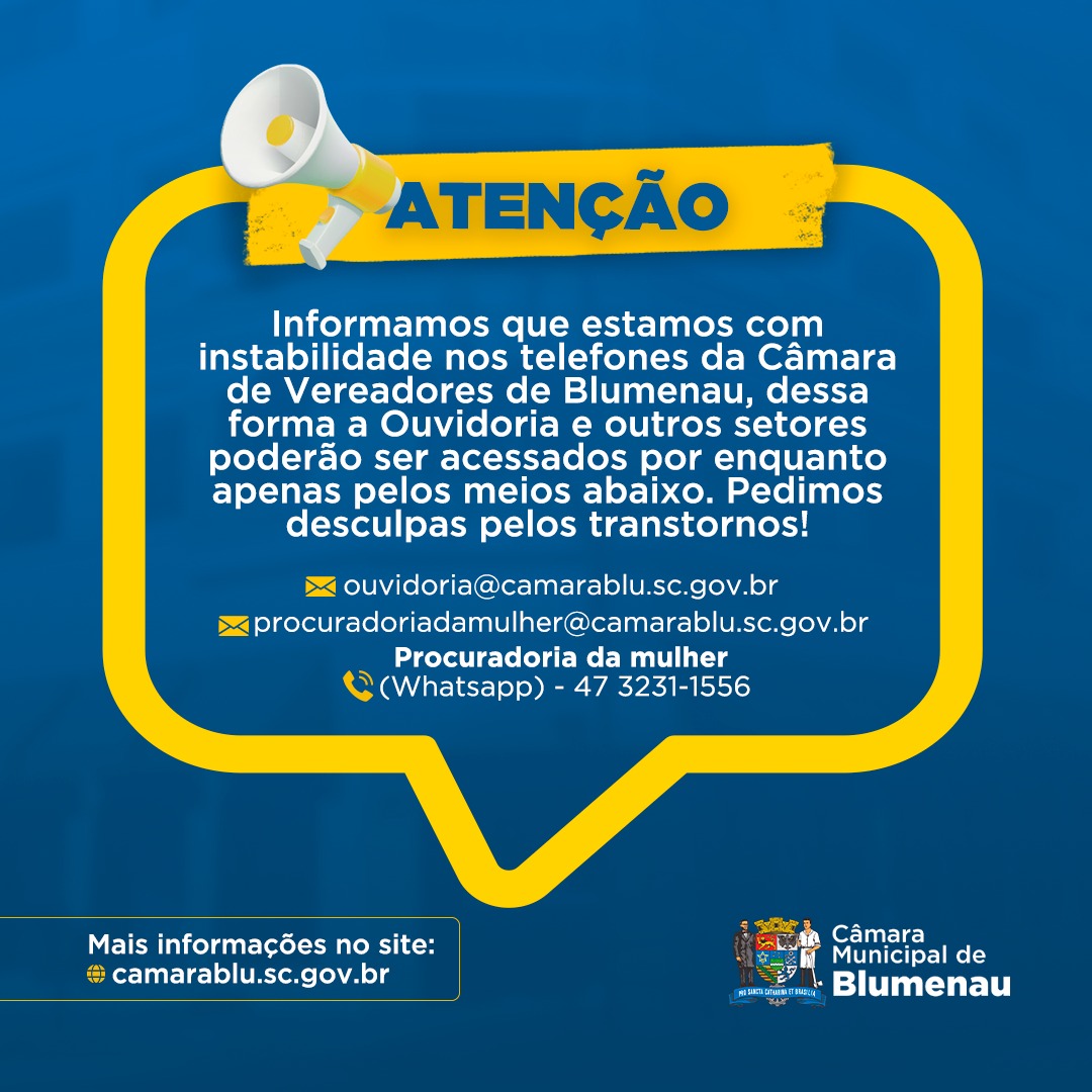 Comunicado - Telefones da Câmara fora de serviço