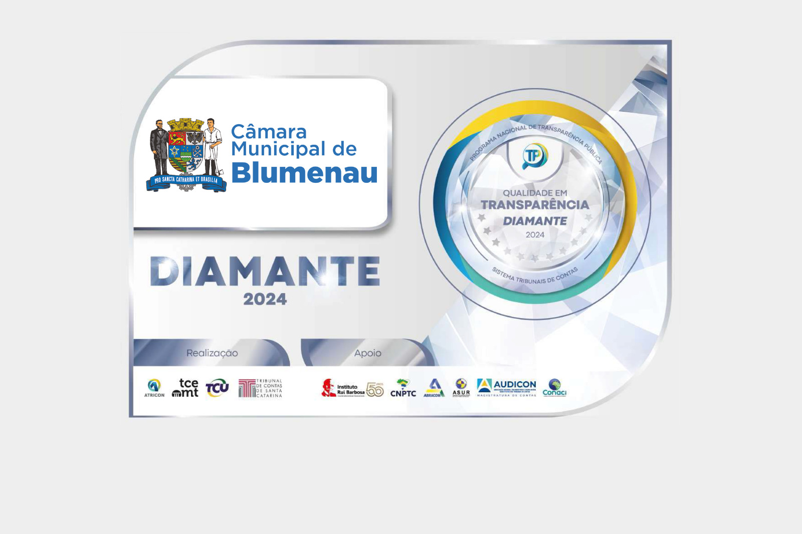 Câmara de Blumenau alcança nível máximo em Certificação de Transparência conferida pela Atricon   
